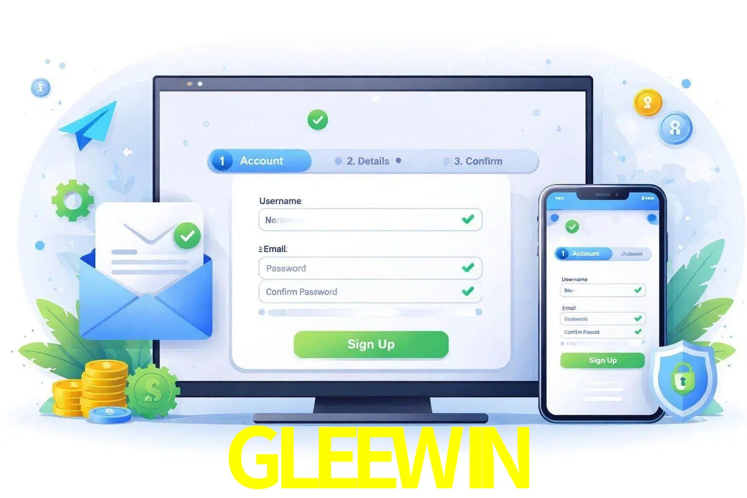 Registro de nuevo usuario y configuración de cuenta GLEEWIN